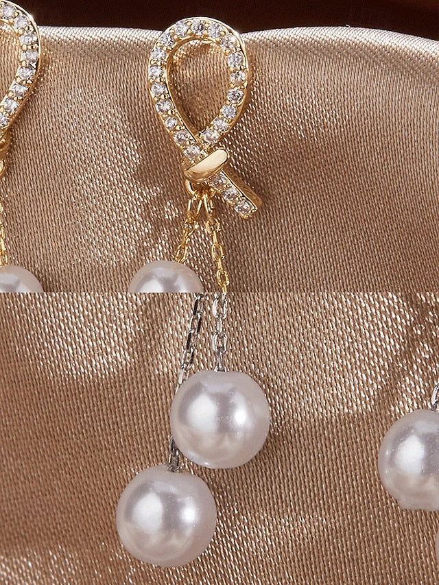 with rhinestone earrings imitation pearl teardrop Women's