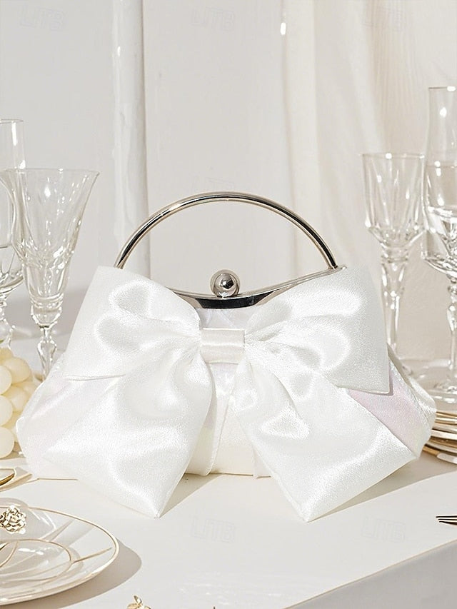 Satin Bow Women's Elegant – Pearl Evening Bag Clutch