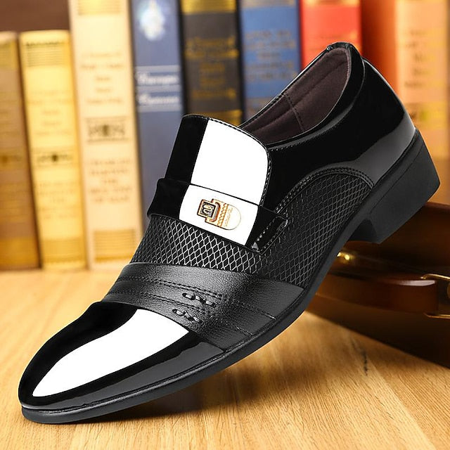 – Men's Patent Formal Faux Leather Slip-On Loafers