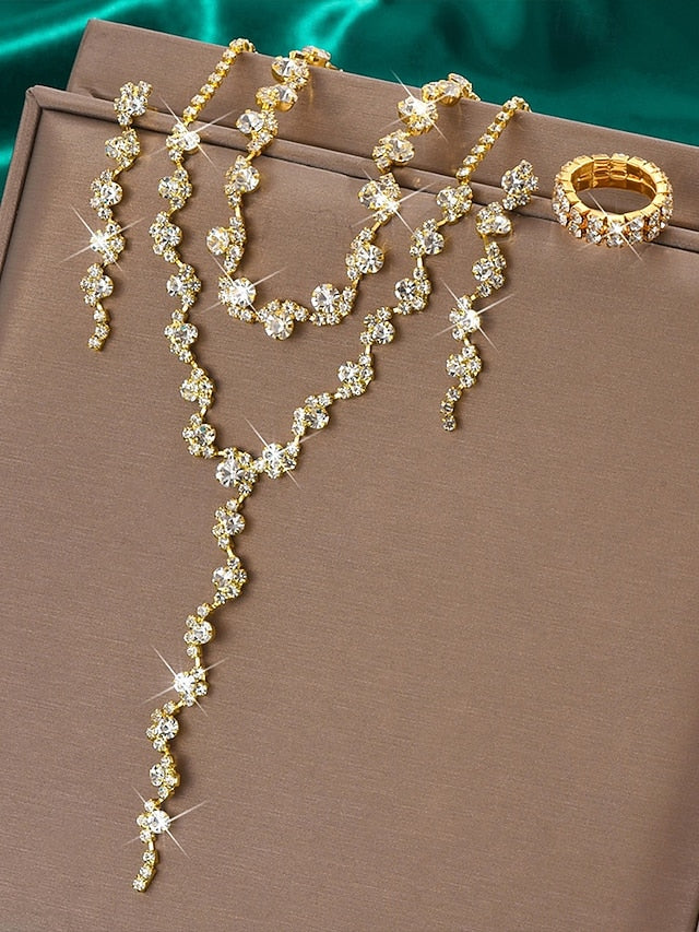 Set Necklace Jewelry Elegant Rhinestone Gold –