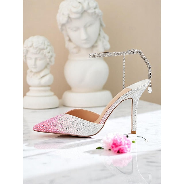 - Gradient Stiletto with Slingback Crystal Heels Women's
