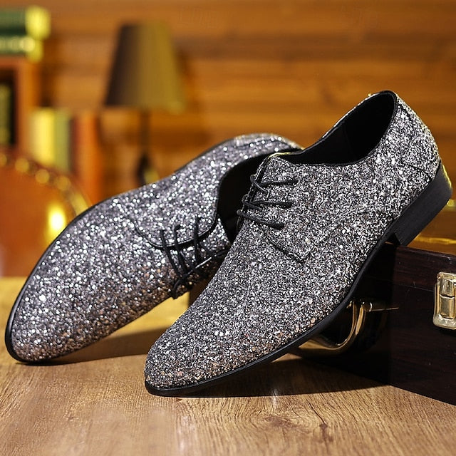 – Shoes Men's Statement Party Lace-up Bold Purple Glitter