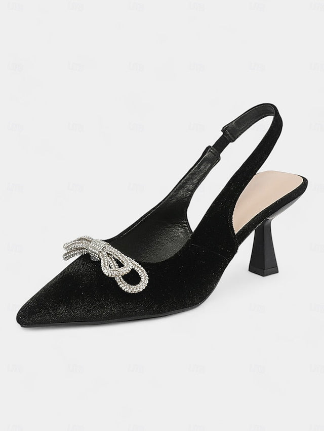 – Velvet Cocktail Toe Slingback Pointed Women's Heels