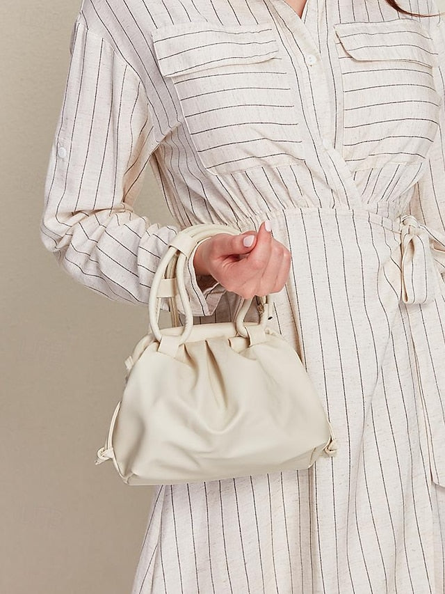 Elegant Women's with Cream Handbag Closure Drawstring –