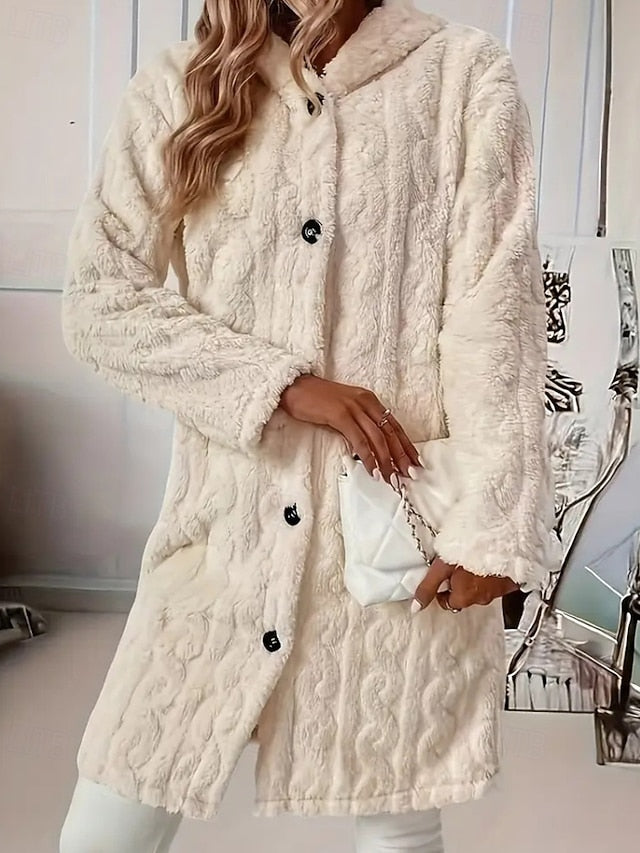 Comfortable Buttons Casual Fur Warm Women's Coat Faux