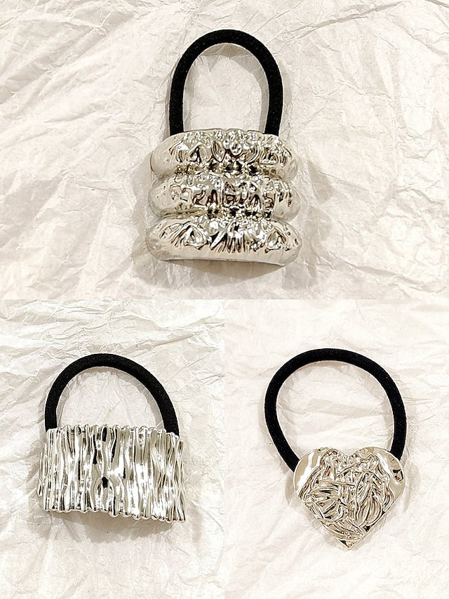 with Gold Tone Band Women's Elastic Scrunchies - Hair