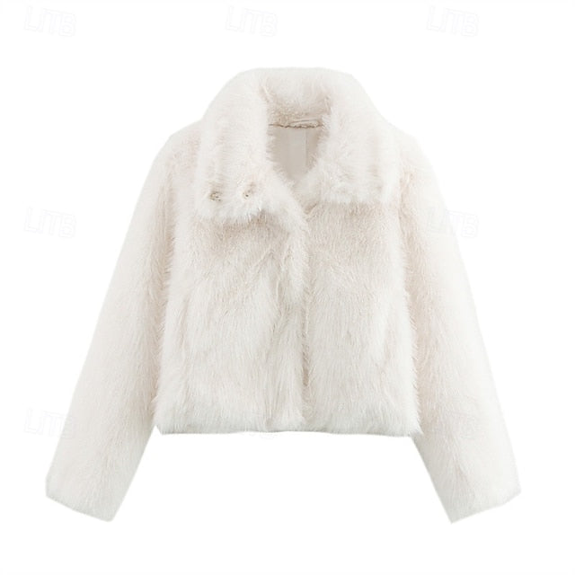 Coat Comfortable Women's Warm Faux Furs Fur Buttons
