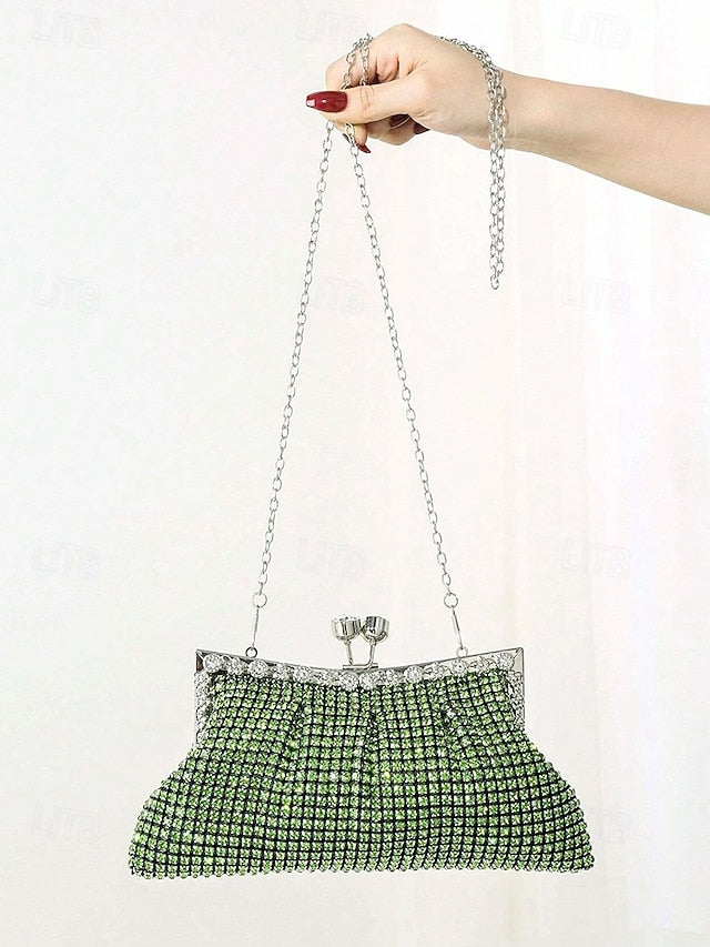 Green Purse Rhinestone Sage Vintage Women's – Clutch