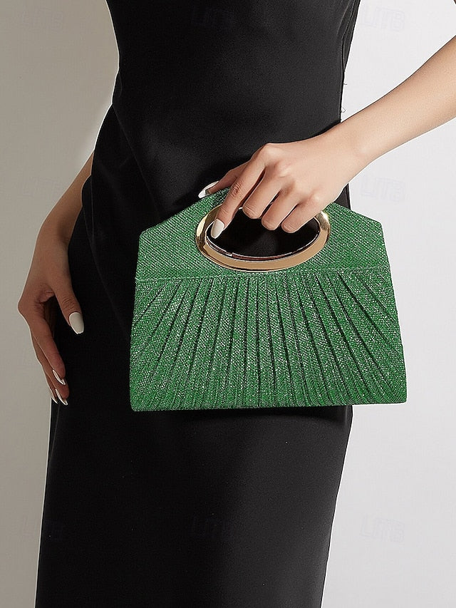 Clutch Glitter Bag Evening with Women's Gold Handle