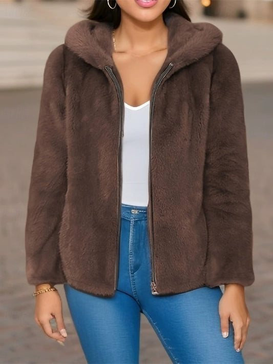 Casual Zipper Pocket Comfortable Women's Warm Jacket