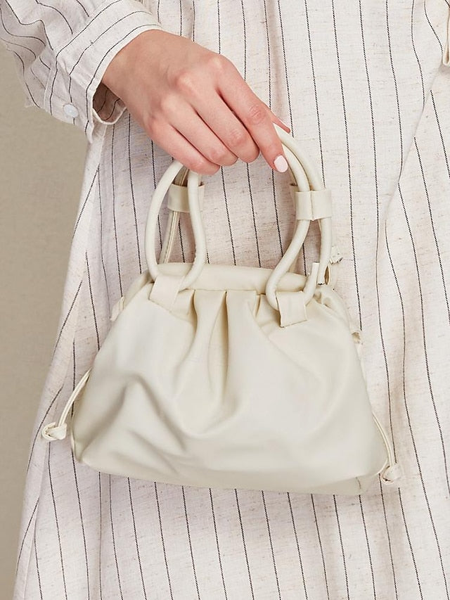 Elegant Women's with Cream Handbag Closure Drawstring –