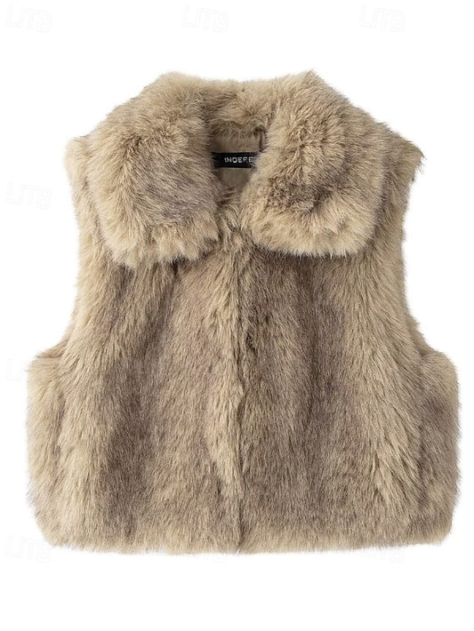 Leathers Fur Vest Faux Coat Furs Comfortable Women's