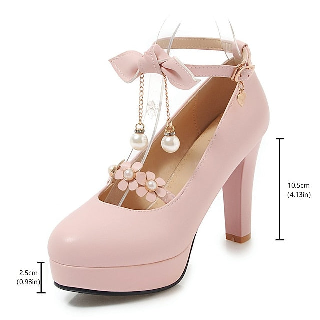 Mary Wedding White Elegant Girls' �?Platform Jane Heels