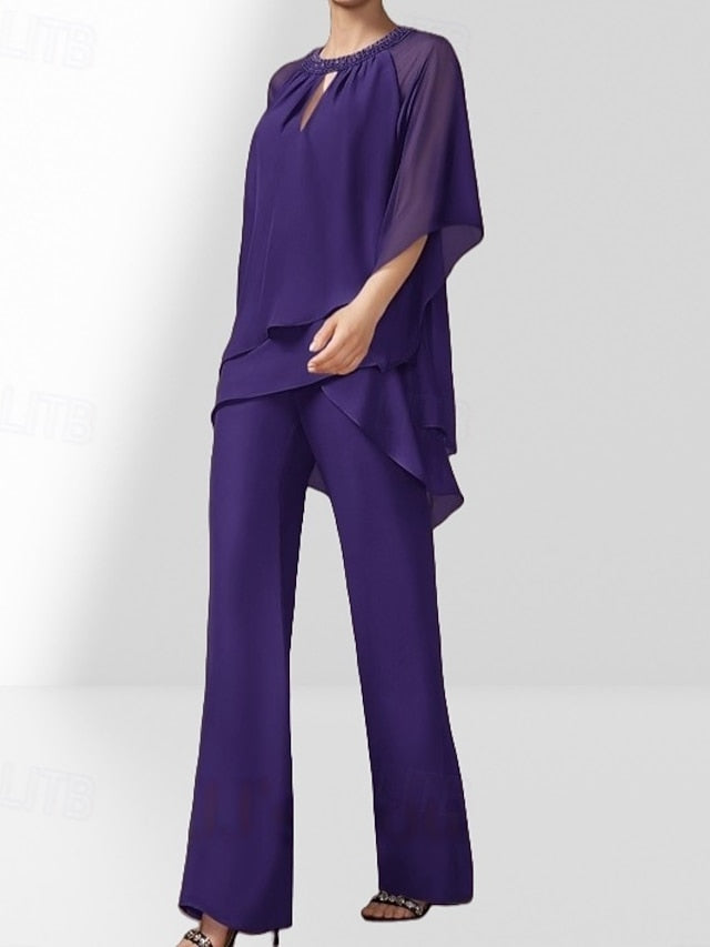 Two the of Wedding Bride Mother Piece Pantsuit Dress Guest