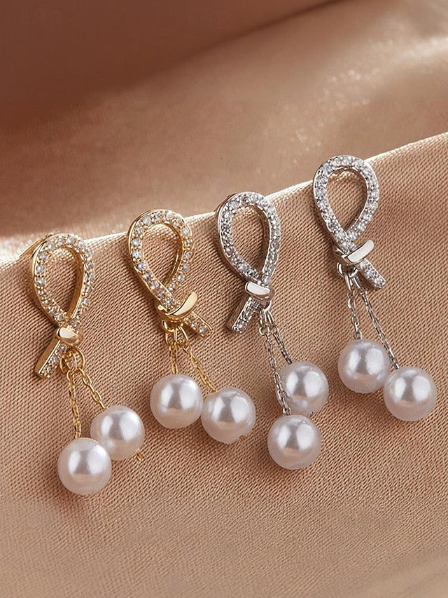 with rhinestone earrings imitation pearl teardrop Women's