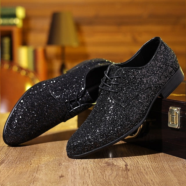 – Shoes Men's Statement Party Lace-up Bold Purple Glitter