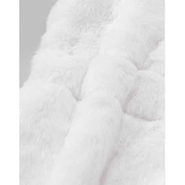 Long Jacket Sherpa Fur Coat White Women's Faux Black