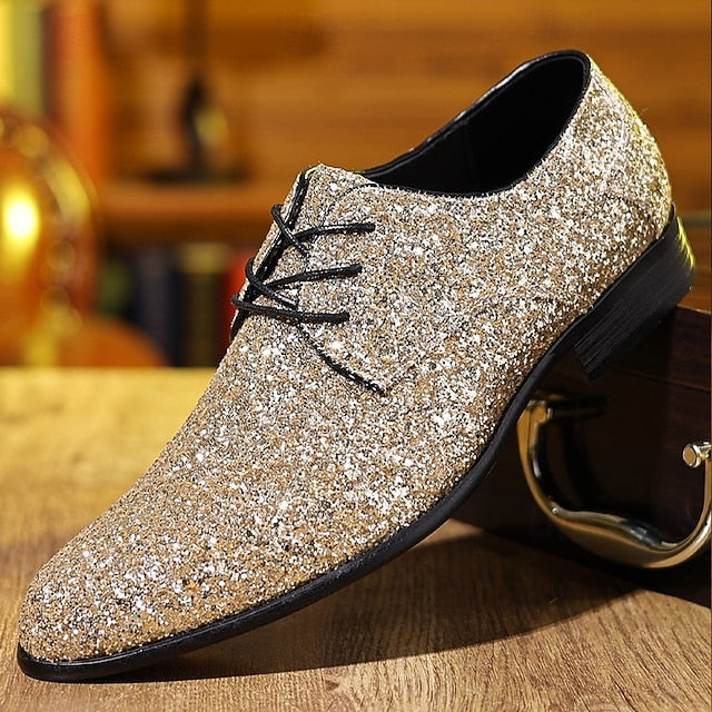 – Shoes Men's Statement Party Lace-up Bold Purple Glitter