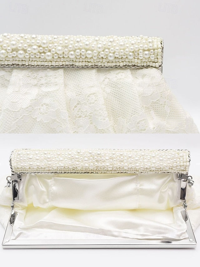 Clutch Bag Lace Women's Evening Elegant with Beaded Black