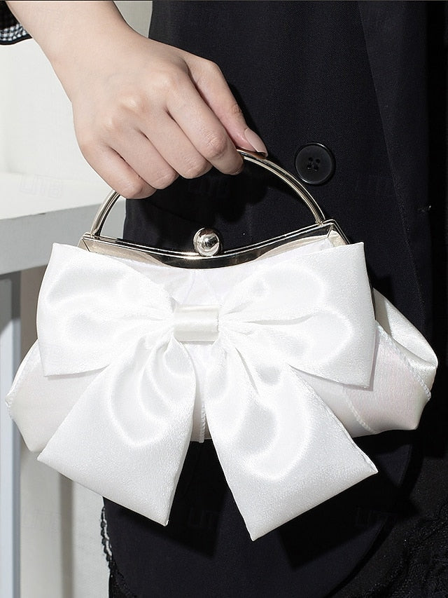 Satin Bow Women's Elegant – Pearl Evening Bag Clutch