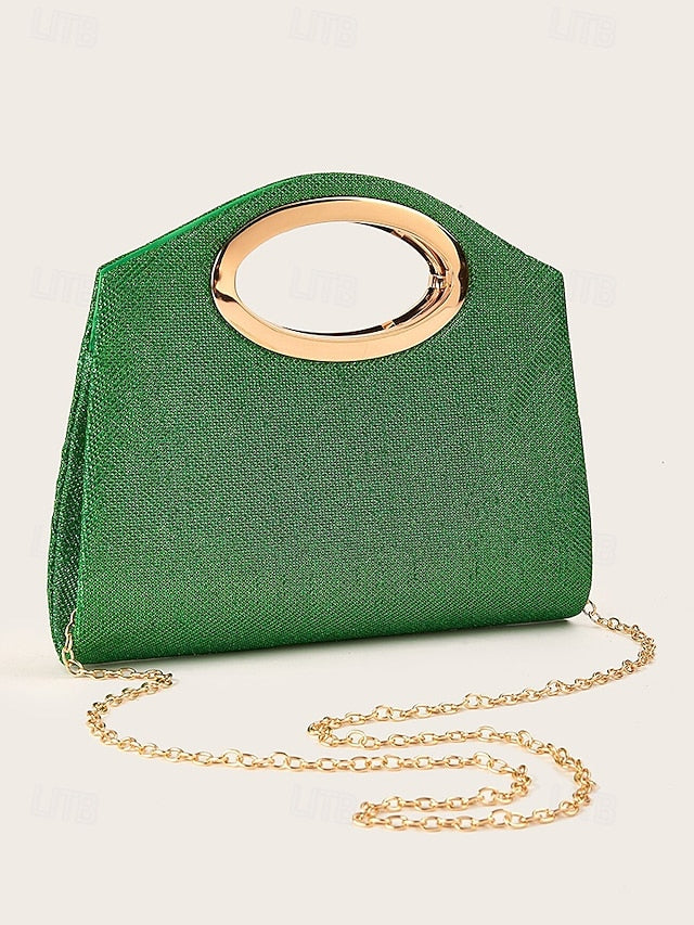 Clutch Glitter Bag Evening with Women's Gold Handle