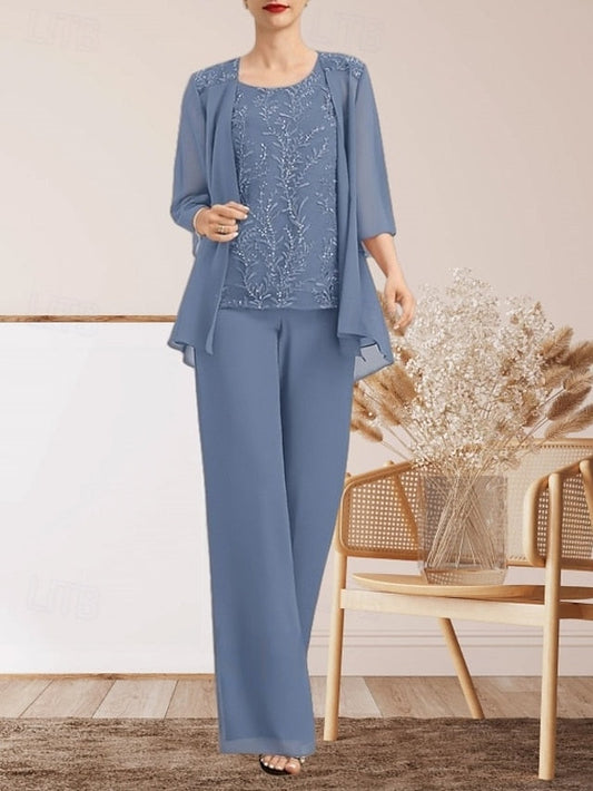 Piece Mother Guest the Pantsuit 3 Wedding Dress Bride of Elegant