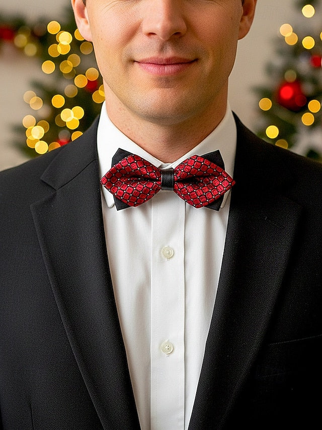Men's Tie Bow with Christmas Pattern Geometric