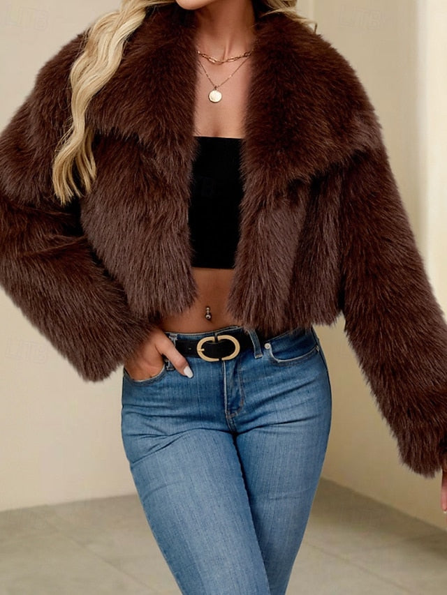 Furs Coat Women's Comfortable Faux Leathers Fur Warm