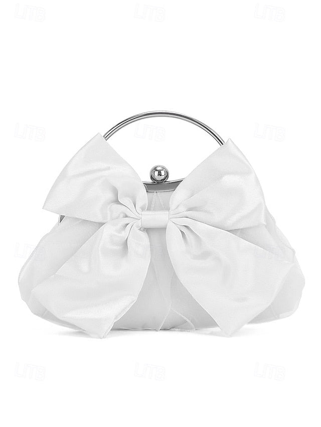 Satin Bow Women's Elegant – Pearl Evening Bag Clutch