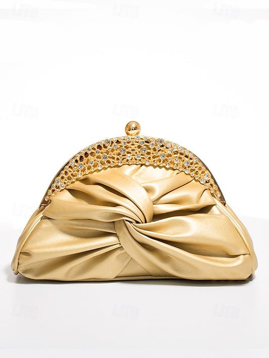 – Evening Women's Bag Leather Clutch Faux Rhinestone