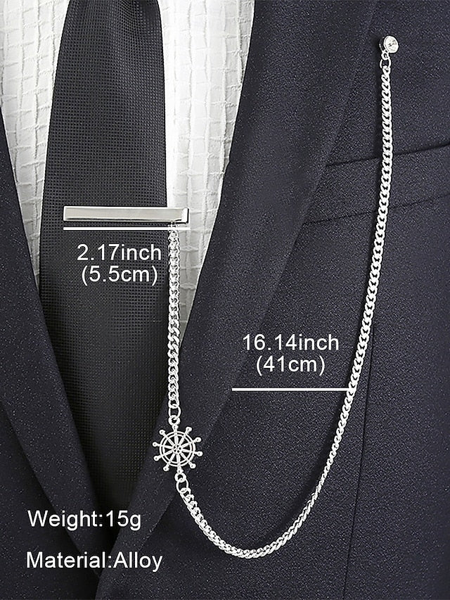 Design Silver Tie with Men's – Wheel Ship Chain Nautical