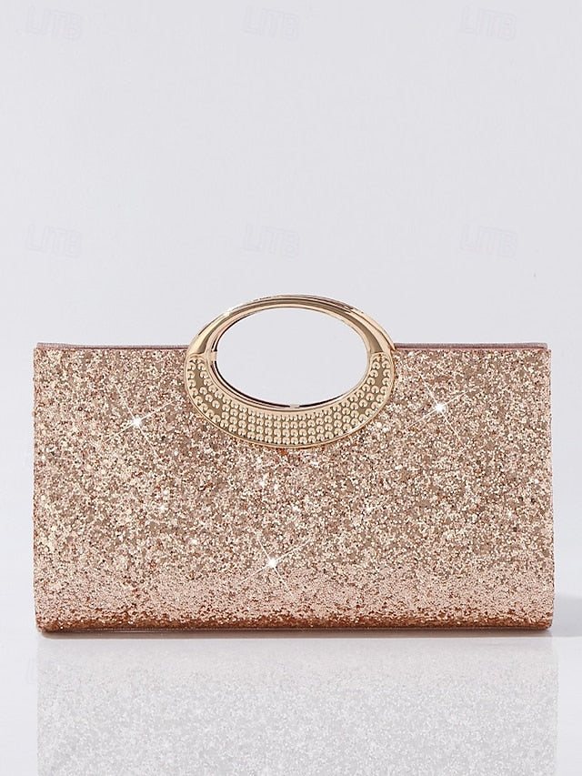 Glitter Gold Evening Women's Clutch Silver Bag with