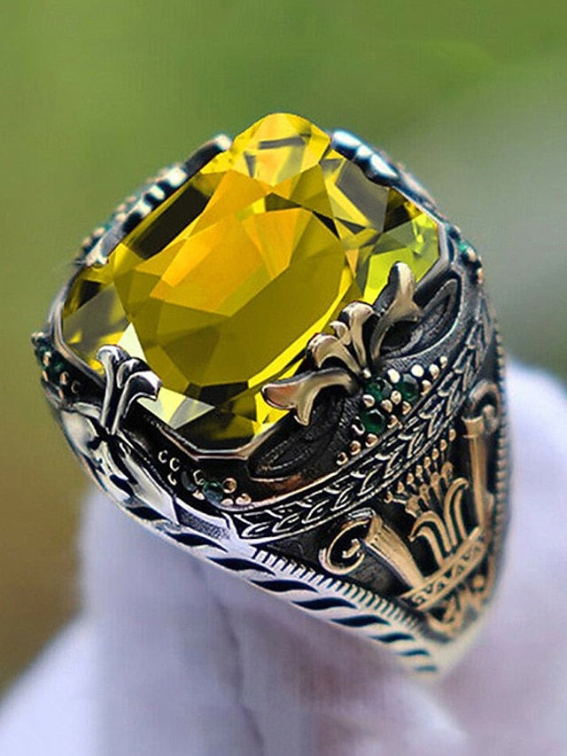 Gemstone Men's Alloy Ring