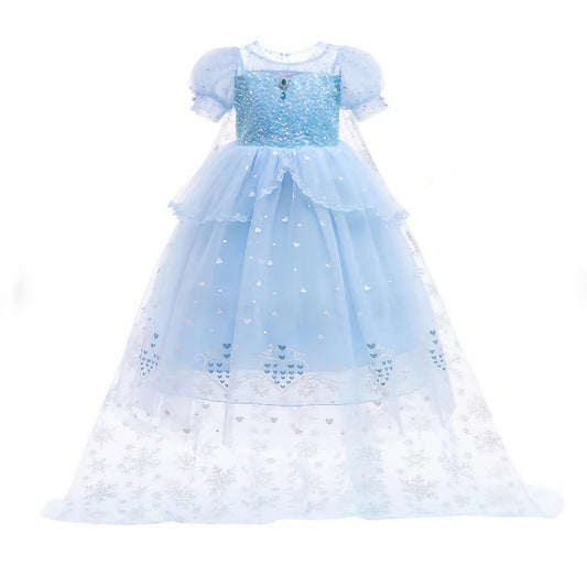 Cosplay Frozen Princess Cloak Dress Girl Elsa Flower