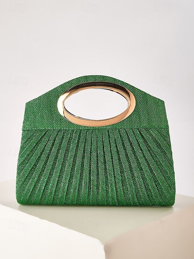 Clutch Glitter Bag Evening with Women's Gold Handle