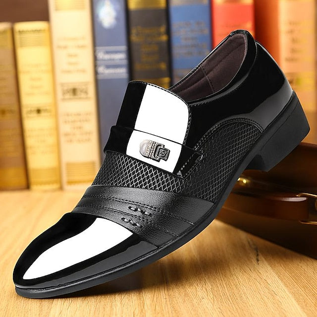 – Men's Patent Formal Faux Leather Slip-On Loafers