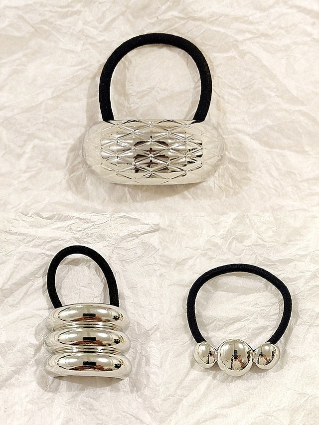 with Gold Tone Band Women's Elastic Scrunchies - Hair