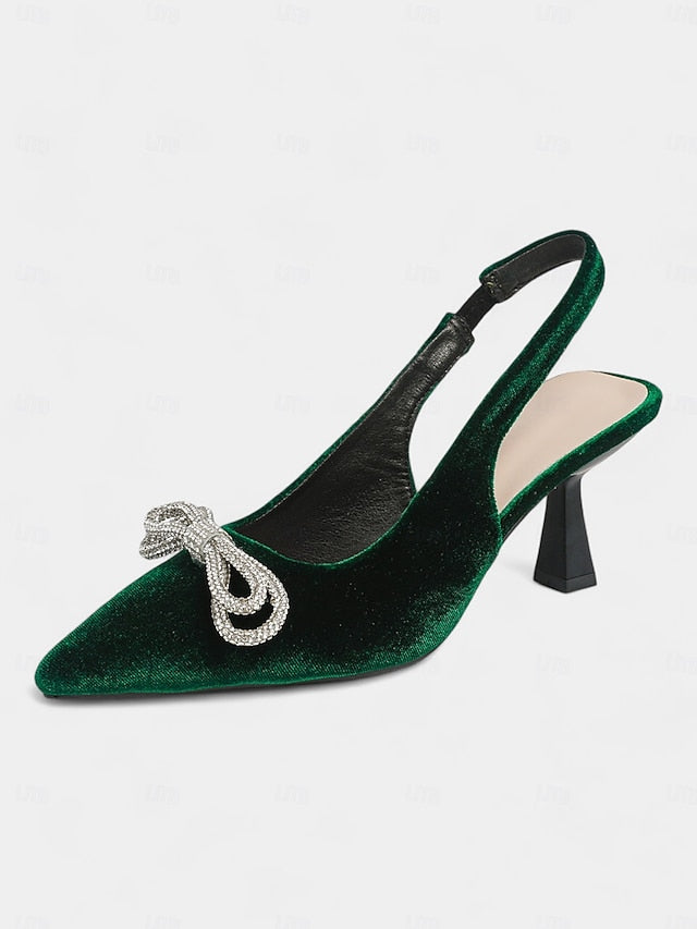 – Velvet Cocktail Toe Slingback Pointed Women's Heels