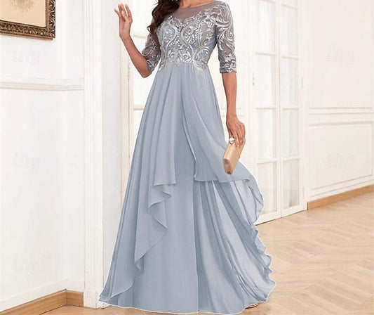 Neck Mother Simple of Crew Bride Dress Elegant Floor the