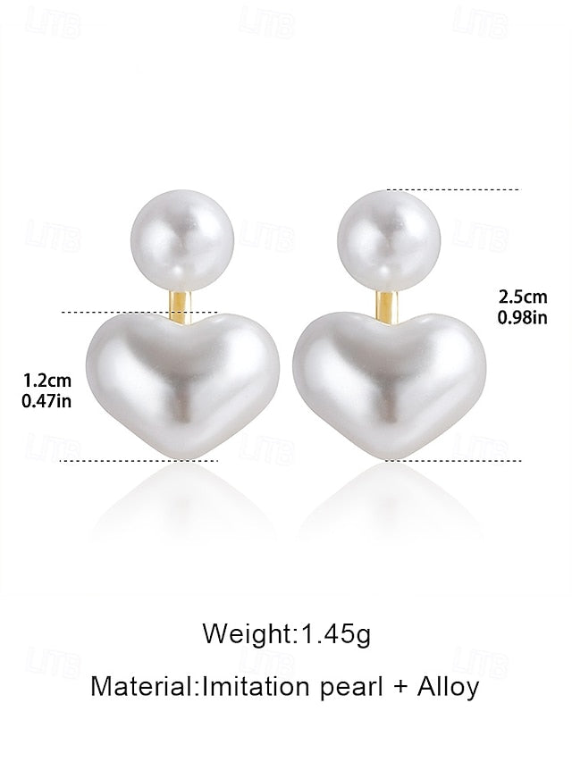 – Minimalist Elegant Heart-Shaped Drop Romantic Earrings Pearl