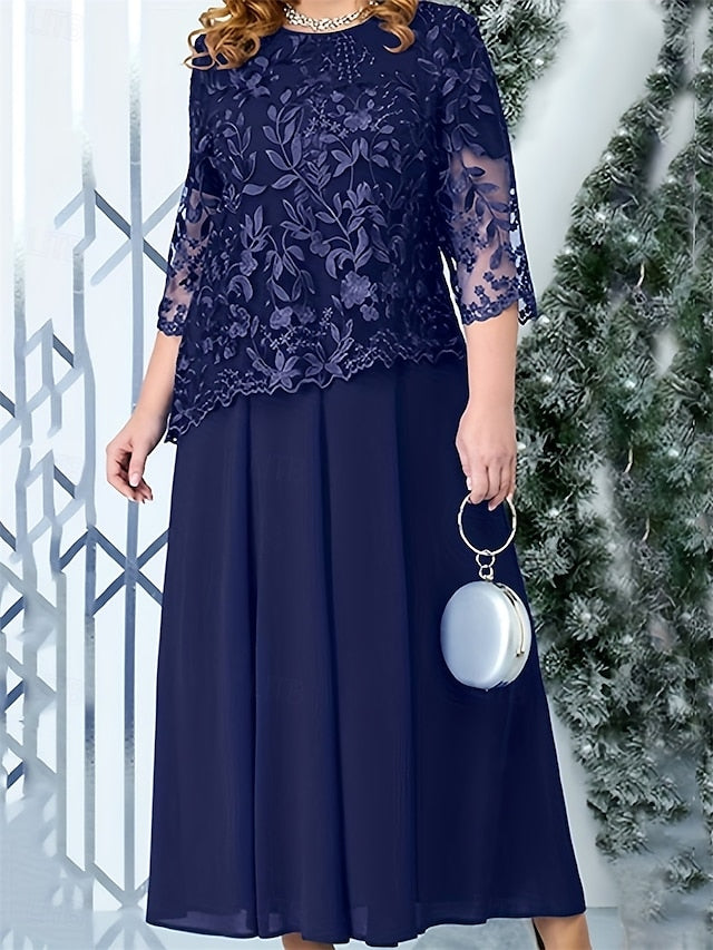 Curve Dress Elegant Plus of Bride Size A-Line Mother the
