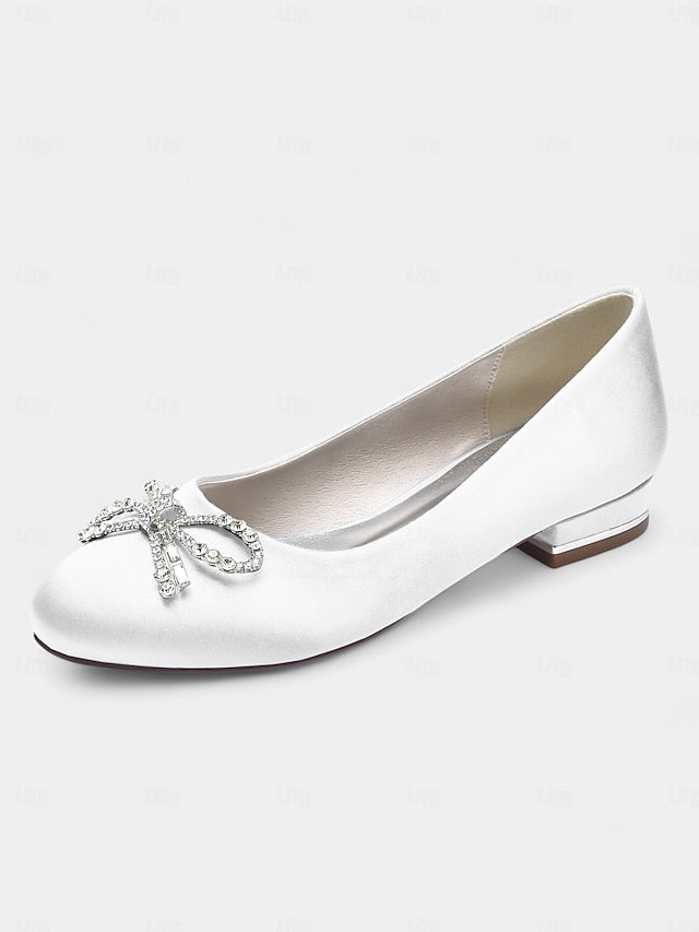 - Women's Round-Toe Rhinestone Bow Embellished Flats