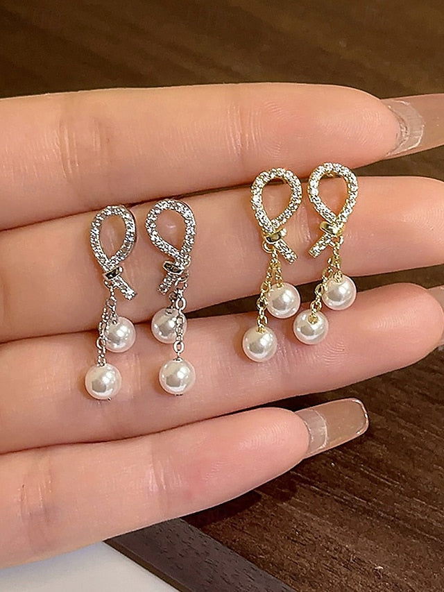 with rhinestone earrings imitation pearl teardrop Women's