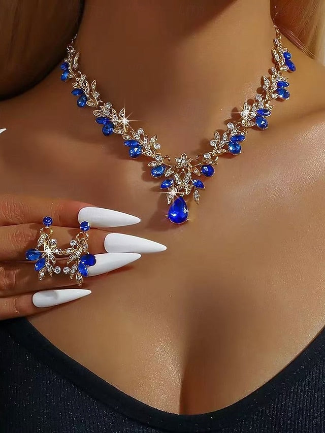 Women's Teardrop Set Pendant Jewelry with - Rhinestone Gold