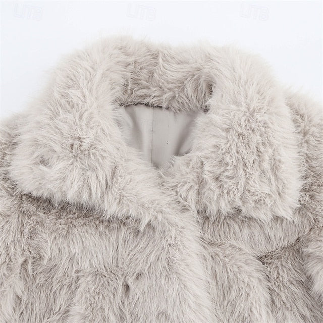 Coat Comfortable Women's Warm Faux Furs Fur Buttons