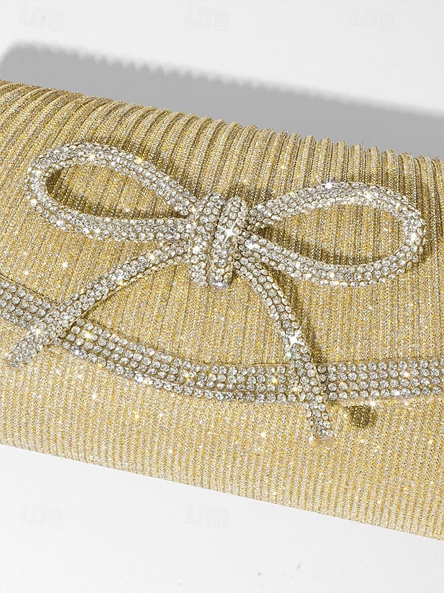 Glitter Purse Accent with Bow Clutch Blue Rhinestone