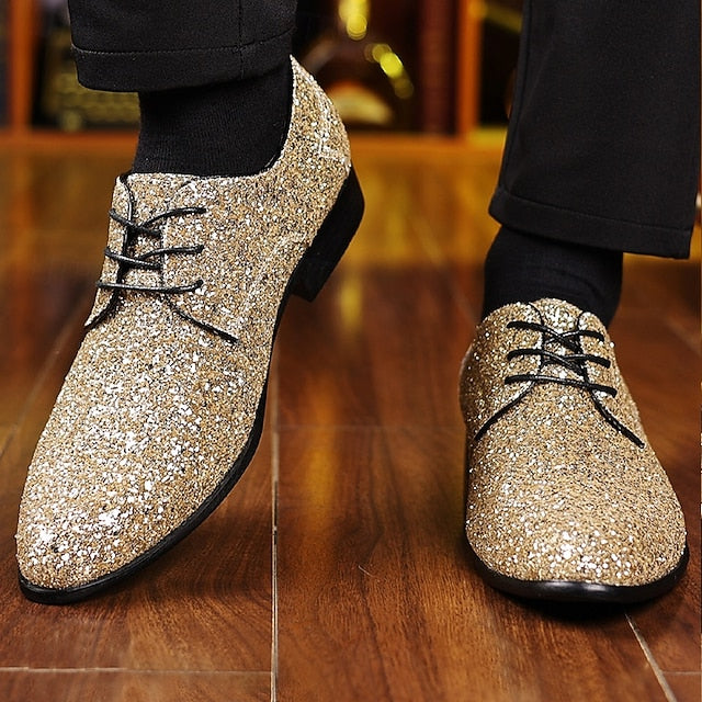 – Shoes Men's Statement Party Lace-up Bold Purple Glitter