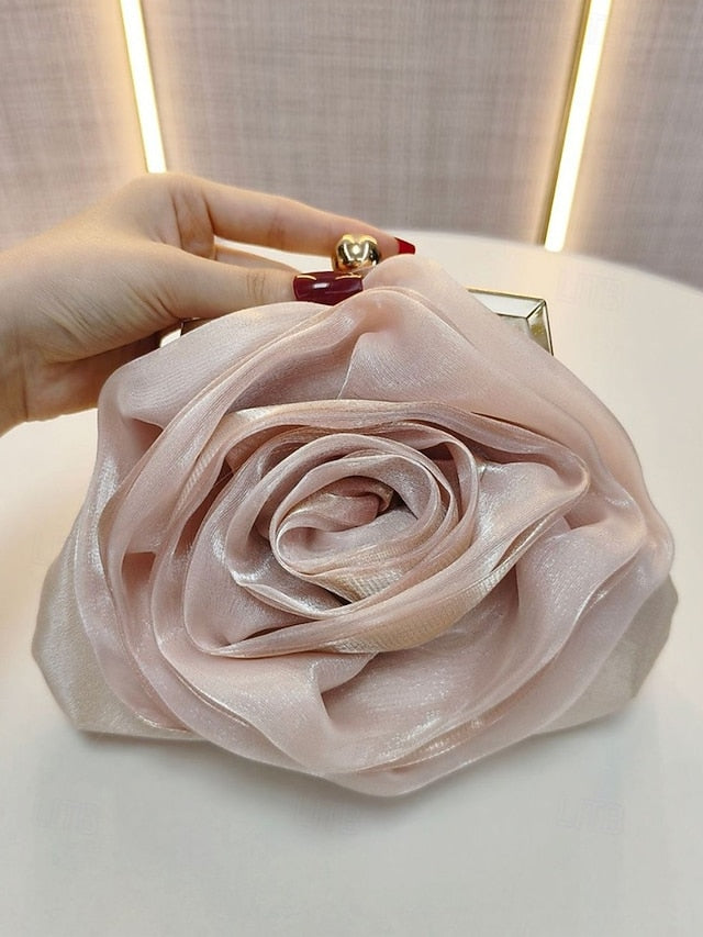Satin Women's Purse Elegant Clutch Rose – Flower Evening