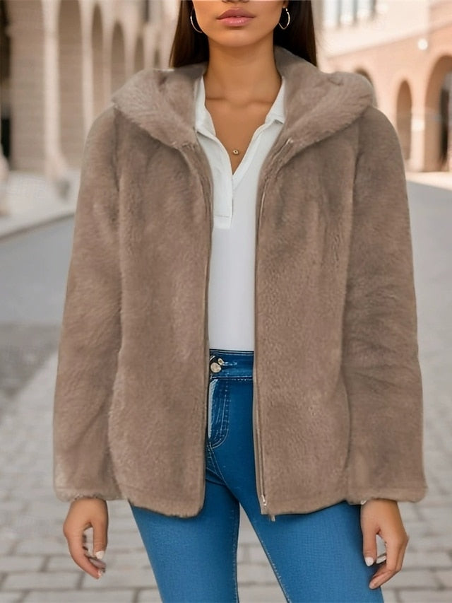 Casual Zipper Pocket Comfortable Women's Warm Jacket