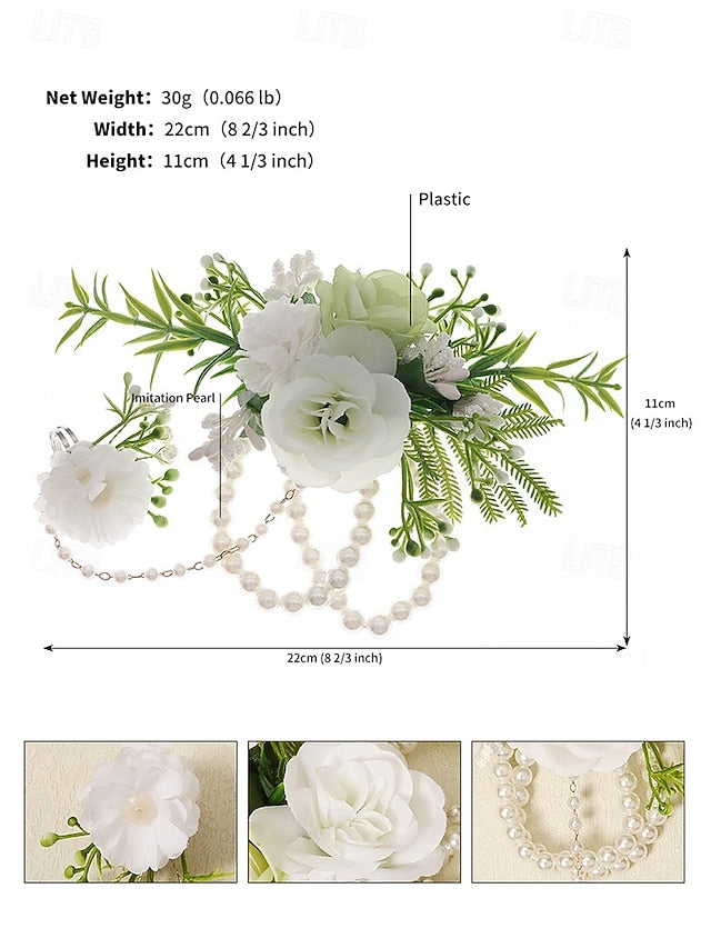 Elegant White with Set Wrist Floral Jewelry Pearls and Hand –